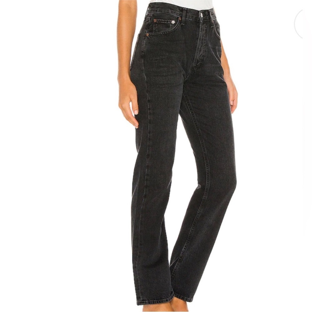 Agolde Women's Straight Leg Jeans in Washed Black